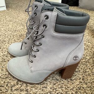 Timberland Women's Light Gray Lace-Up Boots
